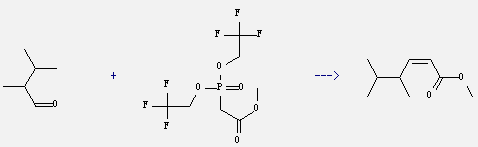 Acetic acid,2-[bis(2,2,2-trifluoroethoxy)phosphinyl]-, methyl ester and 2,3-dimethyl-butyraldehyde can be used to produce 4,5-dimethyl-hex-2-enoic acid methyl ester
